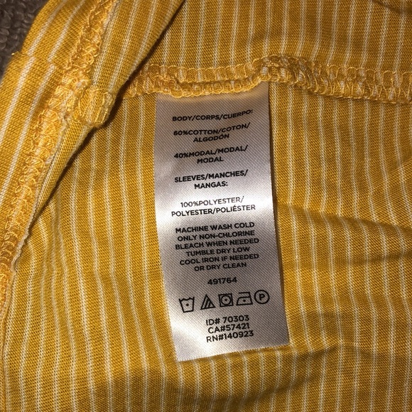 Loft Mustard Yellow Striped Tee Size Medium - Picture 5 of 5